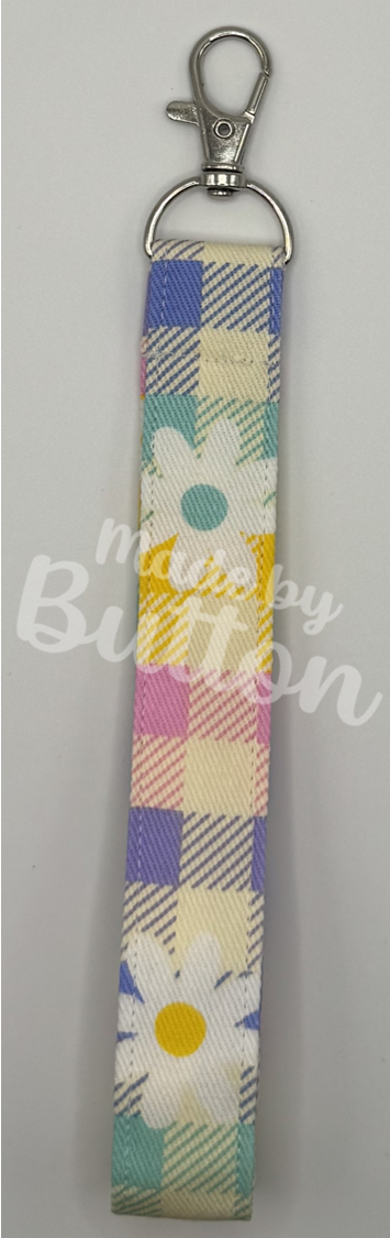 "Pastels, Kept In Check" Wristlet (Silver)