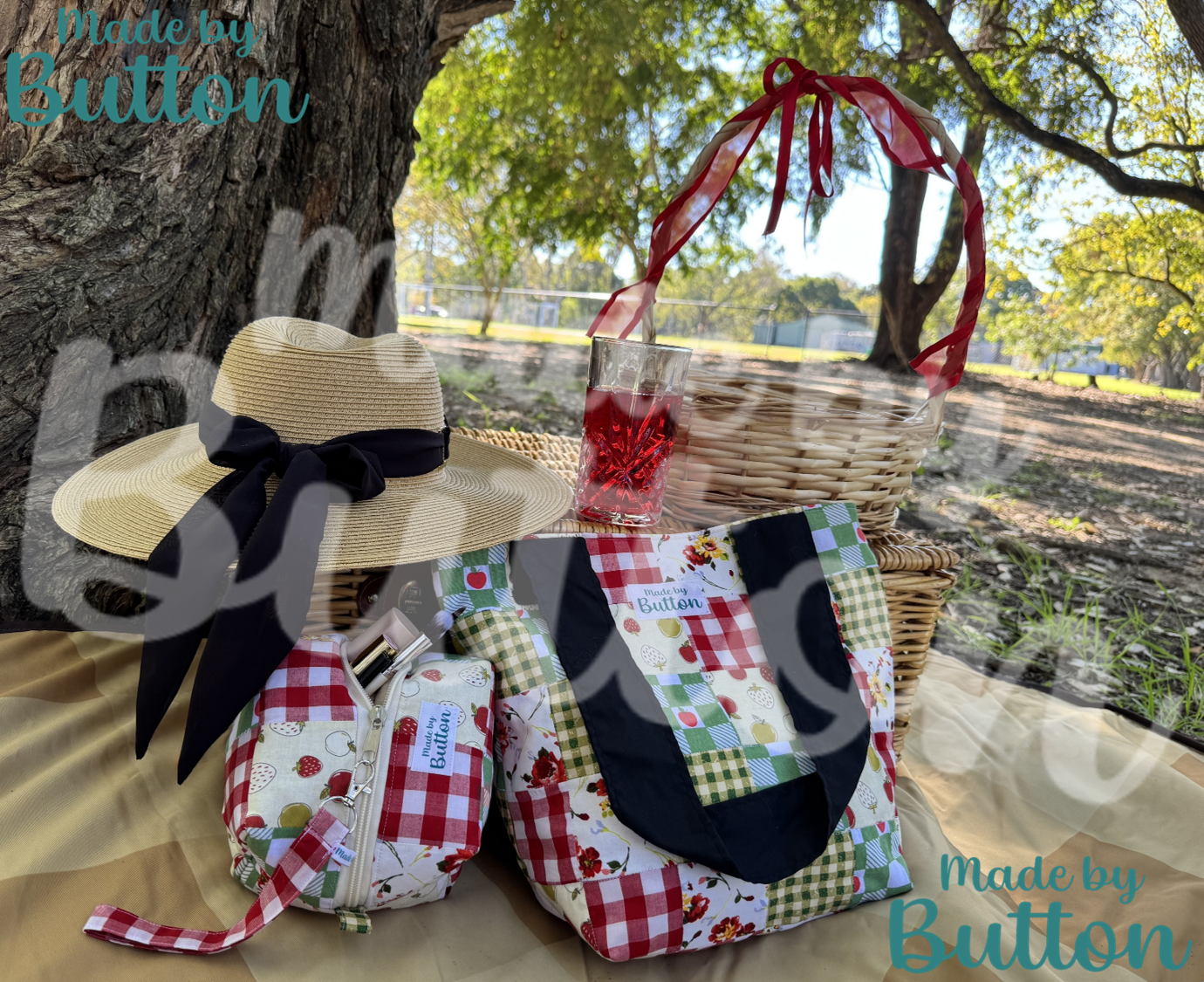 "Picnic Collage" Boxy Pouch