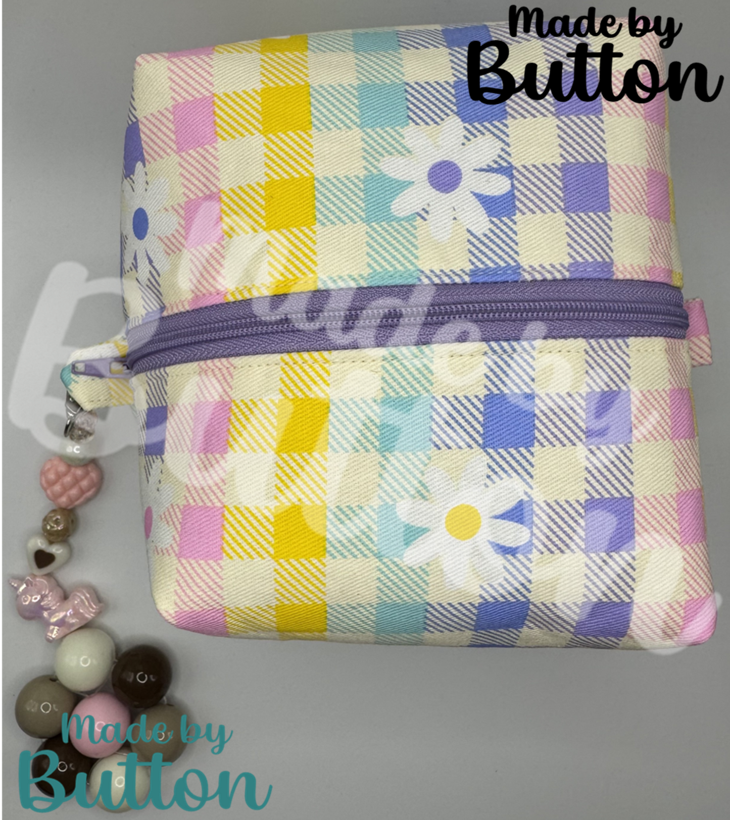 "Pastels, Kept In Check" Boxy Pouch