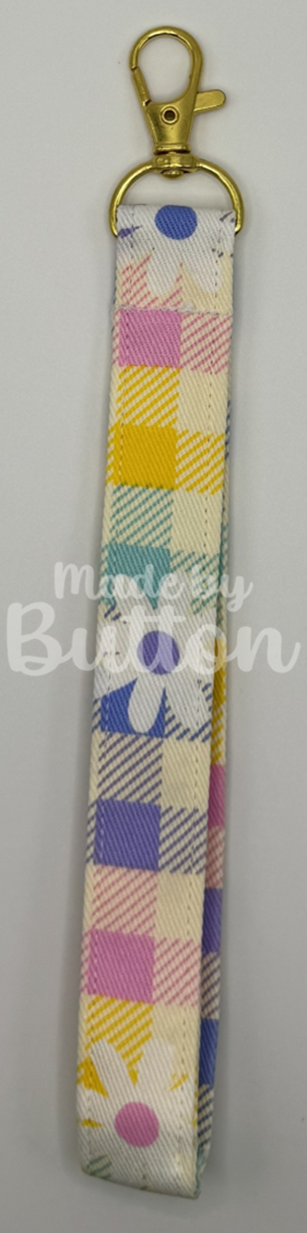 "Pastels, Kept In Check" Wristlet (Gold)