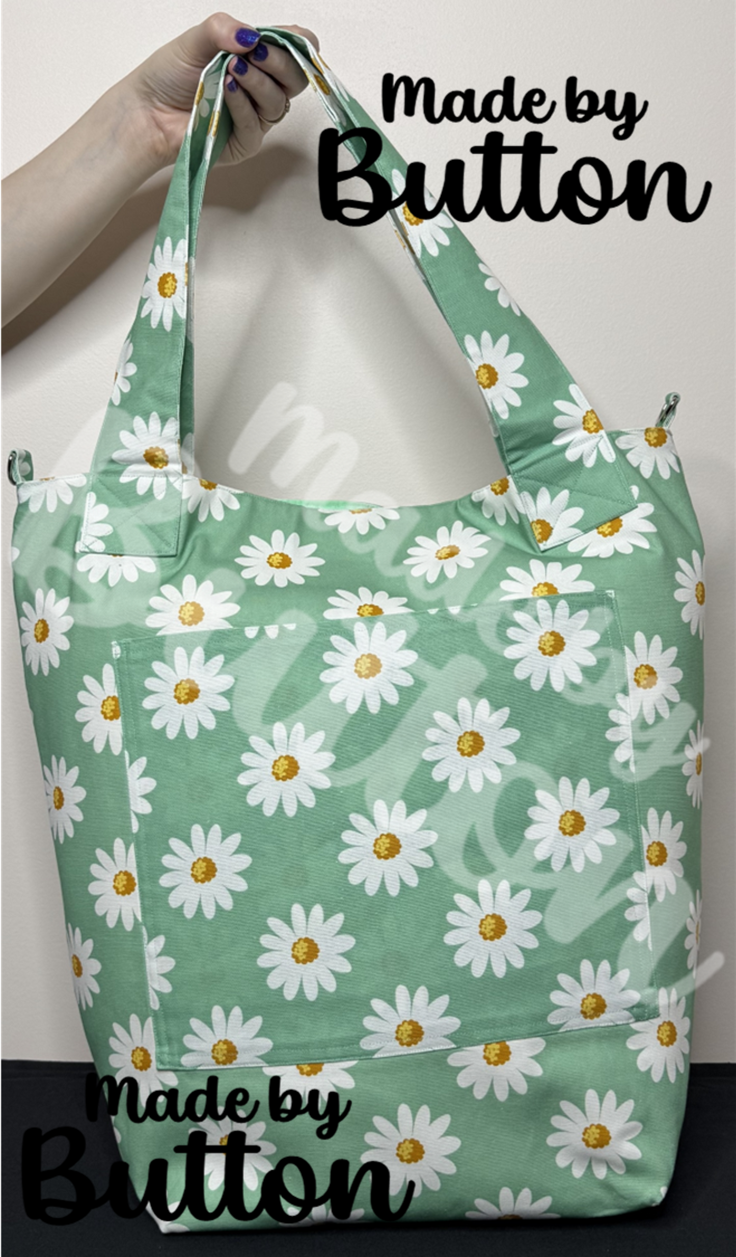 "Mint Daisy" Large Tote Bag