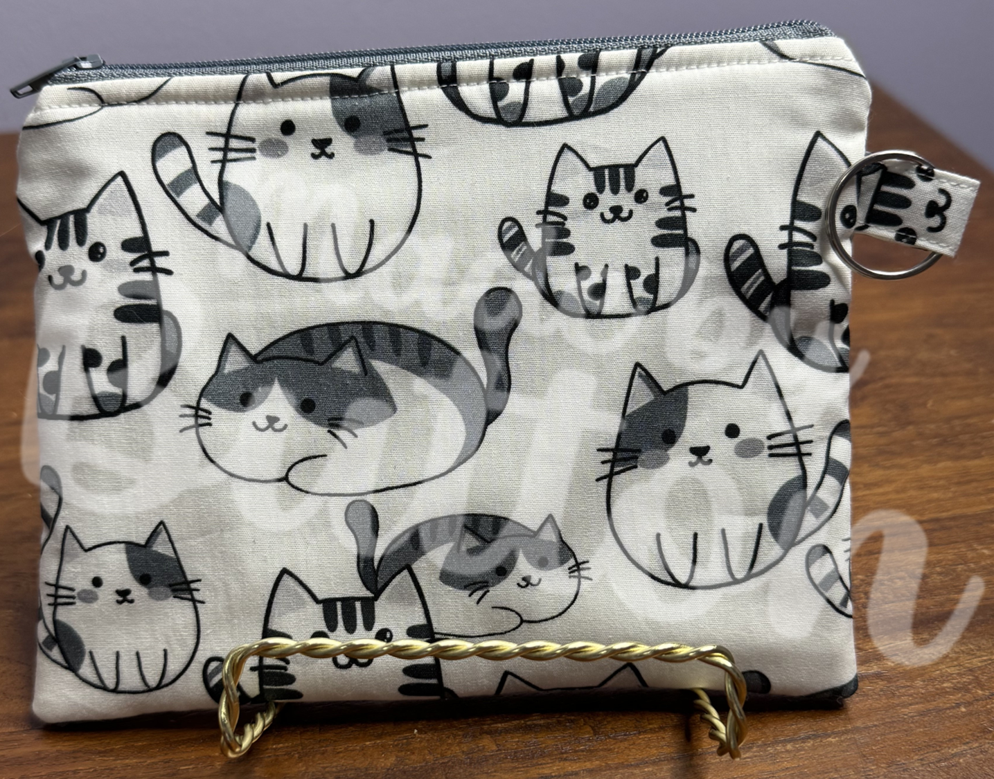 "Monochromatic Purr-fection" Zipper Pouch (Variant A)