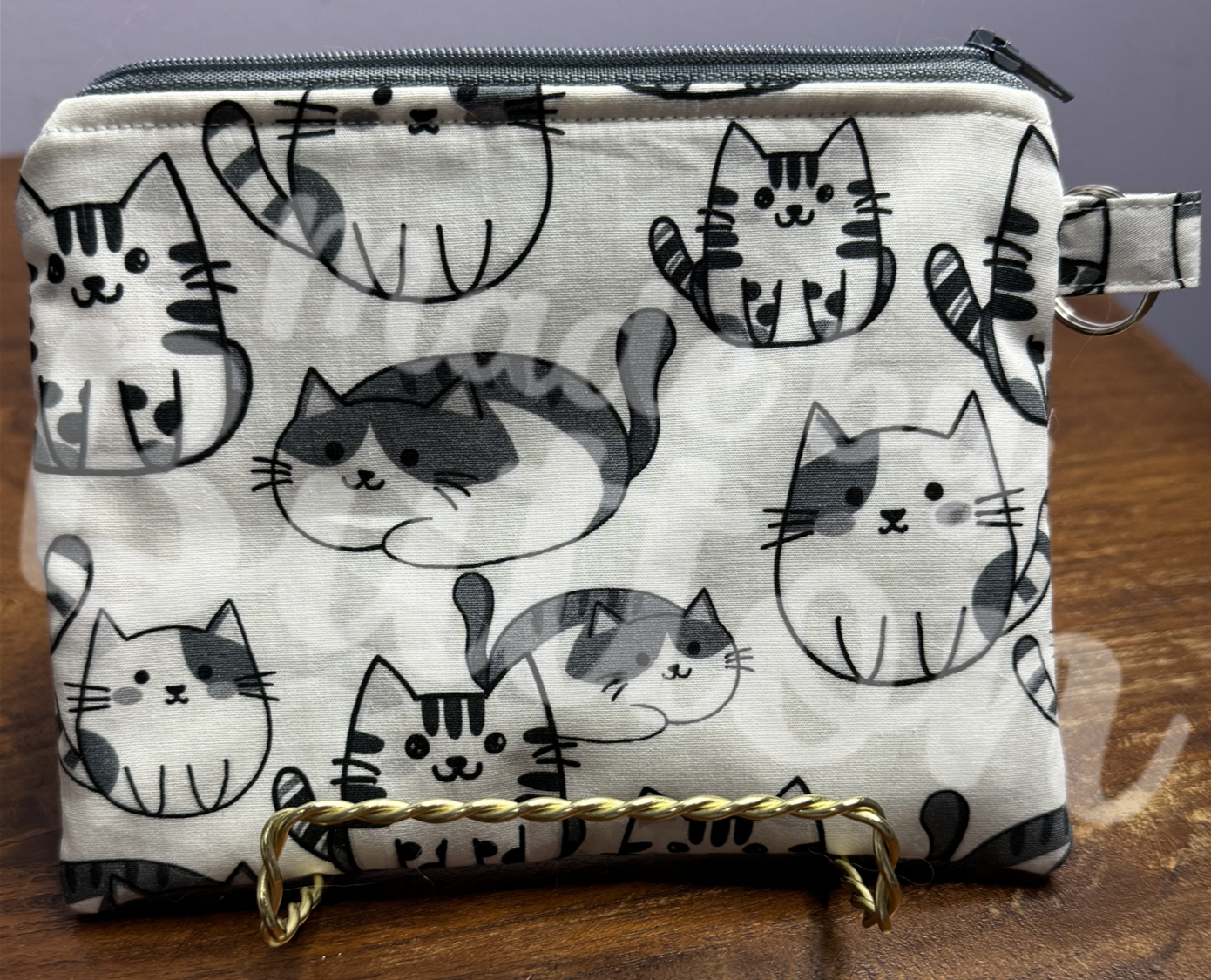"Monochromatic Purr-fection" Zipper Pouch (Variant B)