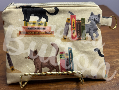 "Bookworm Kitty" Zipper Pouch (Variant C)