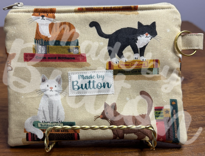 "Bookworm Kitty" Zipper Pouch (Variant B)