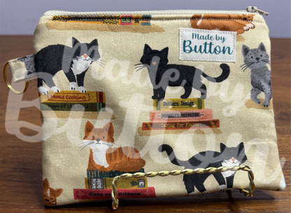 "Bookworm Kitty" Zipper Pouch (Variant A)