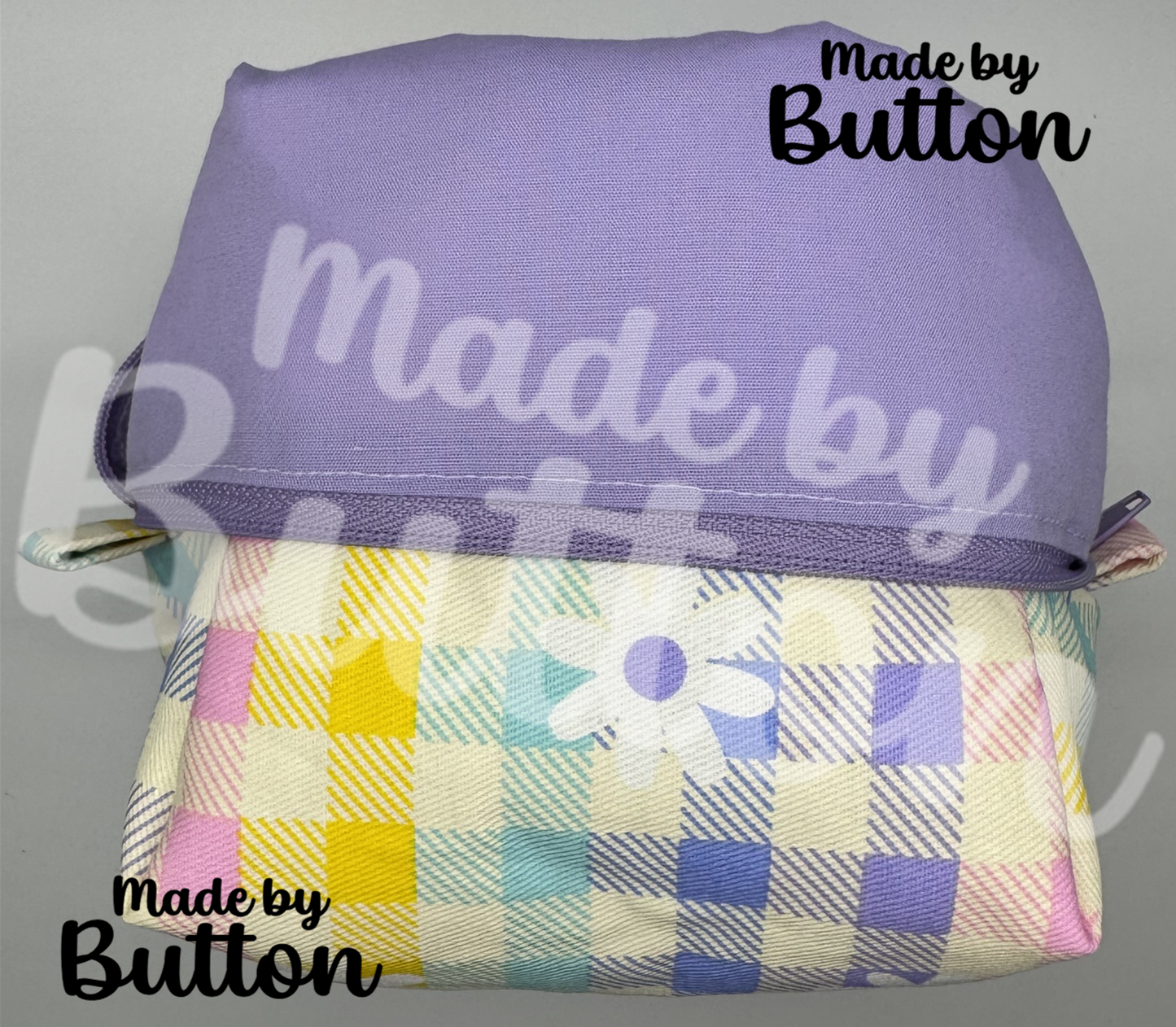 "Pastels, Kept In Check" Boxy Pouch