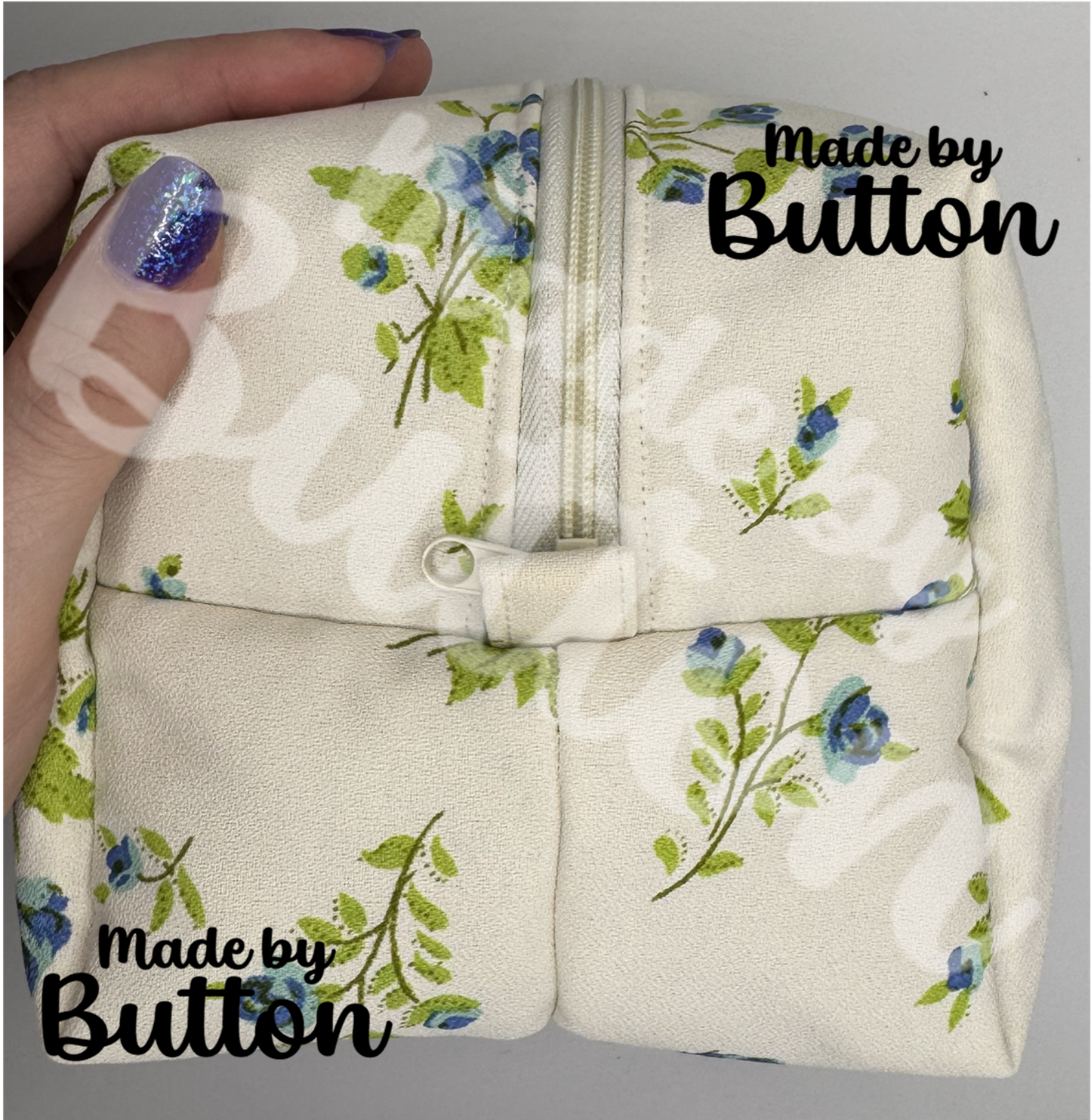 "Subtle Antique" Floral Boxy Pouch