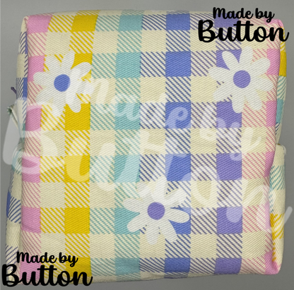 "Pastels, Kept In Check" Boxy Pouch